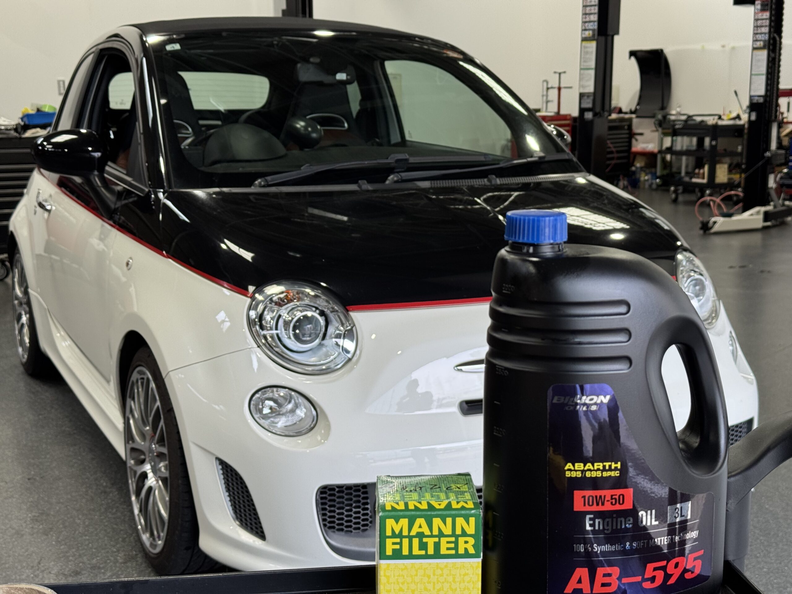 ABARTH595C エンジンオイル・オイルフィルター交換