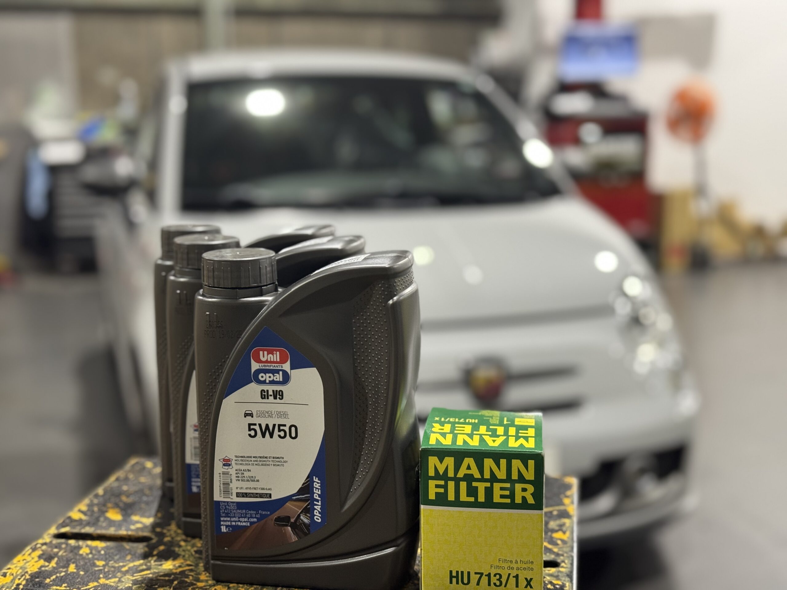 ABARTH595 エンジンオイル・オイルフィルター交換